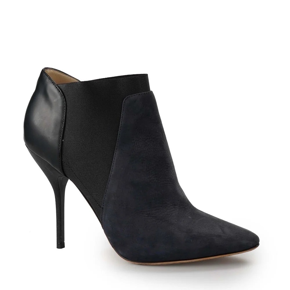 Jimmy Choo Deluxe Ink Nubuck & Matte Leather Ankle Boots – Size 7.5 US
